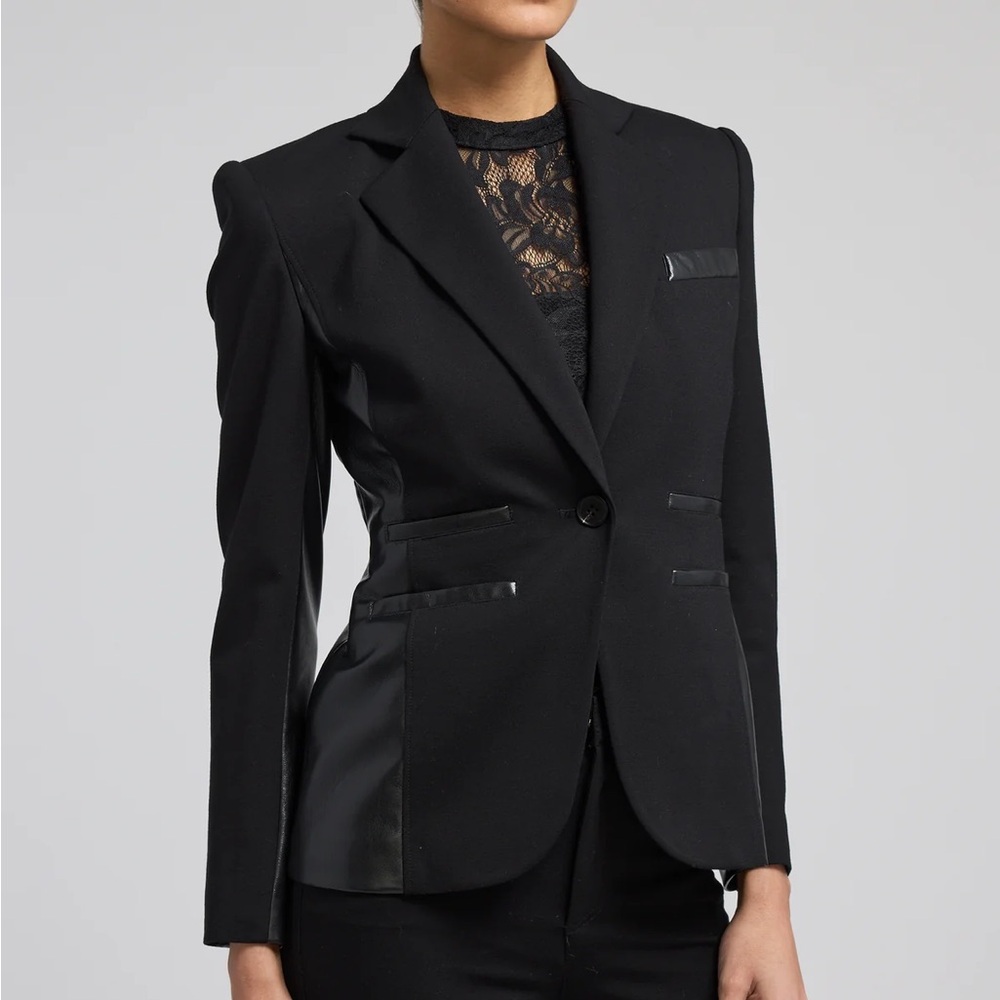 Generation Love Gayle Vegan Leather Combo Black Blazer